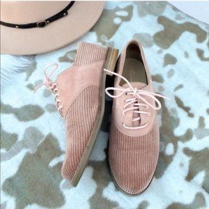 Anthropologie Pink Corduroy Suede Oxford Shoes 8.5